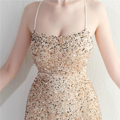 Lace-Up Sequin Split Maxi Dress