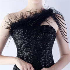 One-Shoulder Sequin Maxi Dress