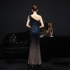 Sequined Rhinestone Evening Gown