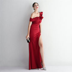 One-Shoulder Ruffle Maxi Dress