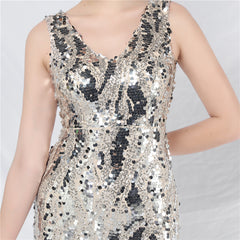 Sequined V-Neck Maxi Dress