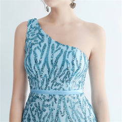 One-Shoulder Sequin Maxi Dress