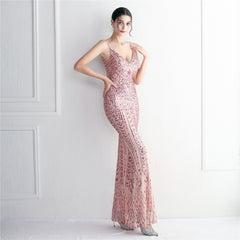 Sequined Fringed Fishtail Maxi Dress