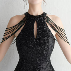 Sequined Halter Fishtail Maxi Dress