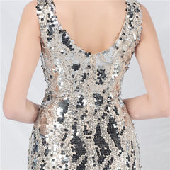 Sequined V-Neck Maxi Dress