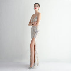 Sequined Fishtail Maxi Dress