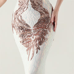 Floral Embroidered Beaded Maxi Dress