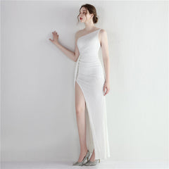 Sequin One-Shoulder Fishtail Maxi Dress