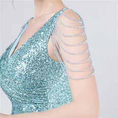 Sequined V-Neck Bodycon Dress