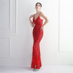 Sequined V-Neck Maxi Dress