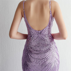 V-Neck Sequin Lace Maxi Dress