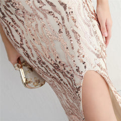 Sequined Fishtail Maxi Dress