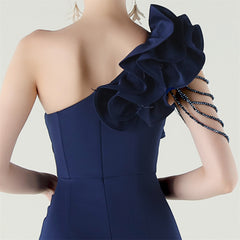 One-Shoulder Beaded Maxi Dress