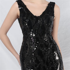 Sequined V-Neck Maxi Dress