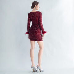 Ostrich Feather Sequined Dress