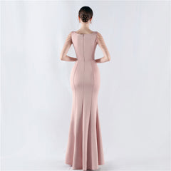 Embroidered Sheer Mesh Maxi Dress