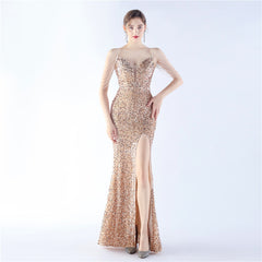 Asymmetric Sequin Maxi Dress