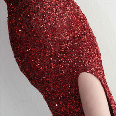 Ostrich Feather One-Shoulder Sequined Maxi Dress