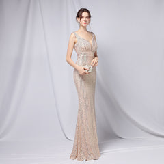 V-Neck Fishtail Maxi Dress