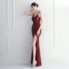 Crisscross Backless Sequined Maxi Dress