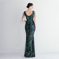 Sequined V-Neck Maxi Dress