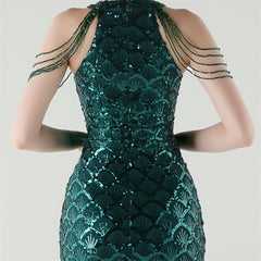 Sequined Fishtail Maxi Dress