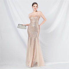 Ostrich Feather Sequined Maxi Dress