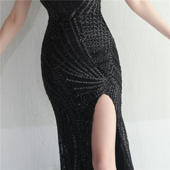 One-Shoulder Sequin Maxi Dress