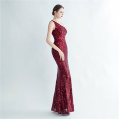One-Shoulder Sequin Maxi Dress