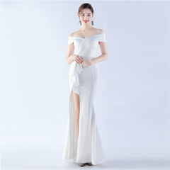 Off-Shoulder Maxi Split Dress