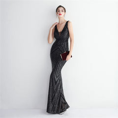 Sequin Fishtail Maxi Dress