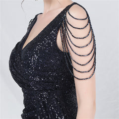 Sequined V-Neck Bodycon Dress