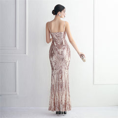 Sequined V-Neck Maxi Dress