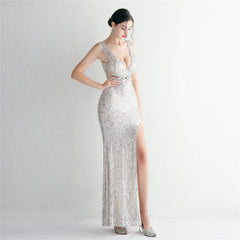 Sequined Fishtail Maxi Dress