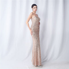 Sequined Side-Slit Maxi Dress