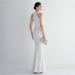 Sequined Halter Fishtail Maxi Dress