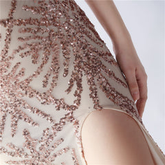 Ostrich Feather Beaded Maxi Dress