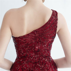 One-Shoulder Sequin Maxi Dress
