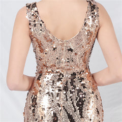 Sequined V-Neck Maxi Dress