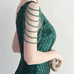 One-Shoulder Sequined Split Maxi Dress