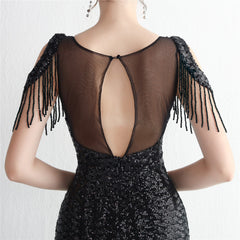 Sequined Cutout Fishtail Maxi Dress