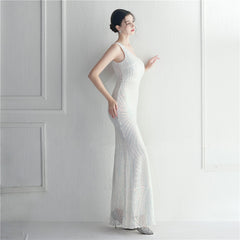 One-Shoulder Sequin Maxi Dress