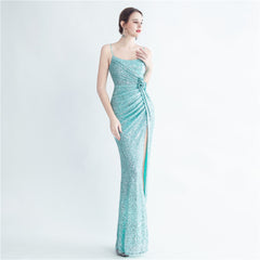 Floral Sequin Split Maxi Dress