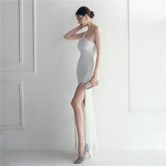 One-Shoulder Sequin Maxi Dress