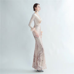 Ostrich Feather Sequined Maxi Dress