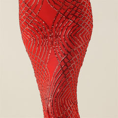 Sequined Feather Fishtail Maxi Dress