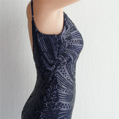 V-Neck Sequin Lace Maxi Dress