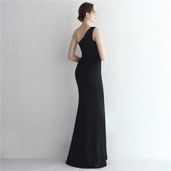 One-Shoulder Asymmetric Split Maxi Dress
