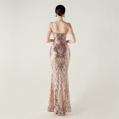 Floral Embroidered Beaded Maxi Dress