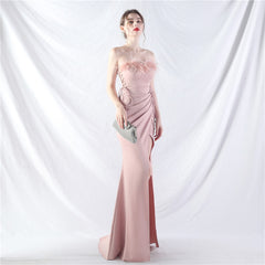 Strapless Slit Maxi Dress